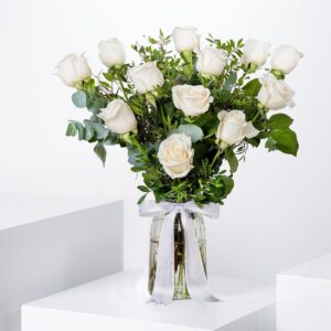 White Roses Vase