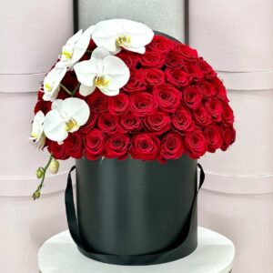 Red Roses with Orchid