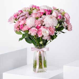 Birthday Pink Delight Glass Vase