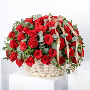 100 Red Roses Basket