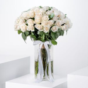 White Roses Vase